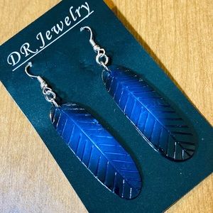 Western Blue Jay Feather Shell Earrings